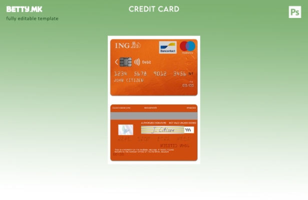 Модерен стил Белгија ING банка маестро дебитна картичка шаблон